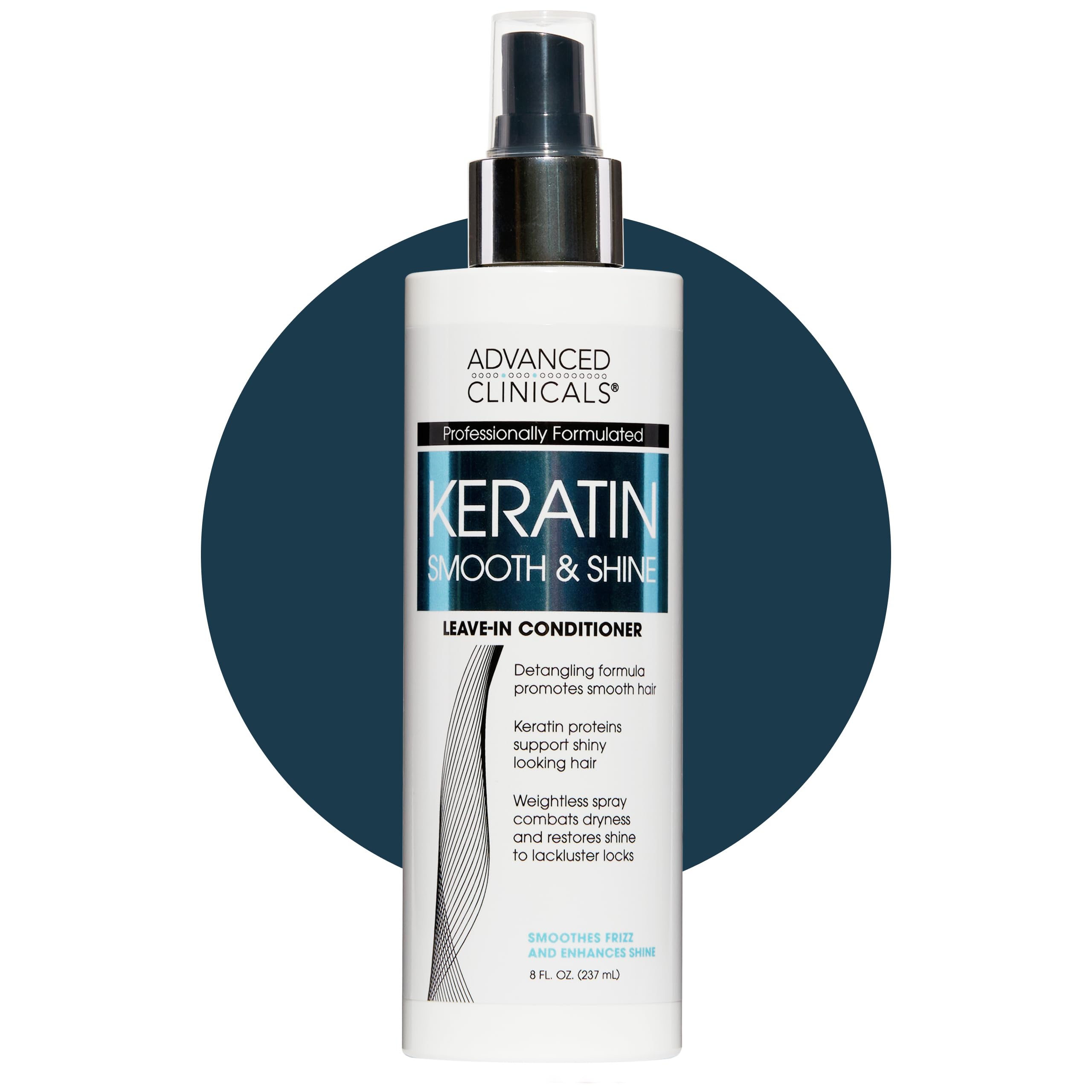 Advanced Clinicals Keratin Detangler Spray bottle ready for detangling and shine.