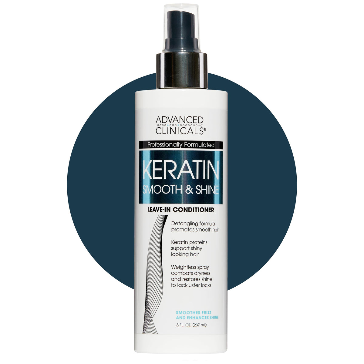 Advanced Clinicals Keratin Detangler Spray bottle ready for detangling and shine.