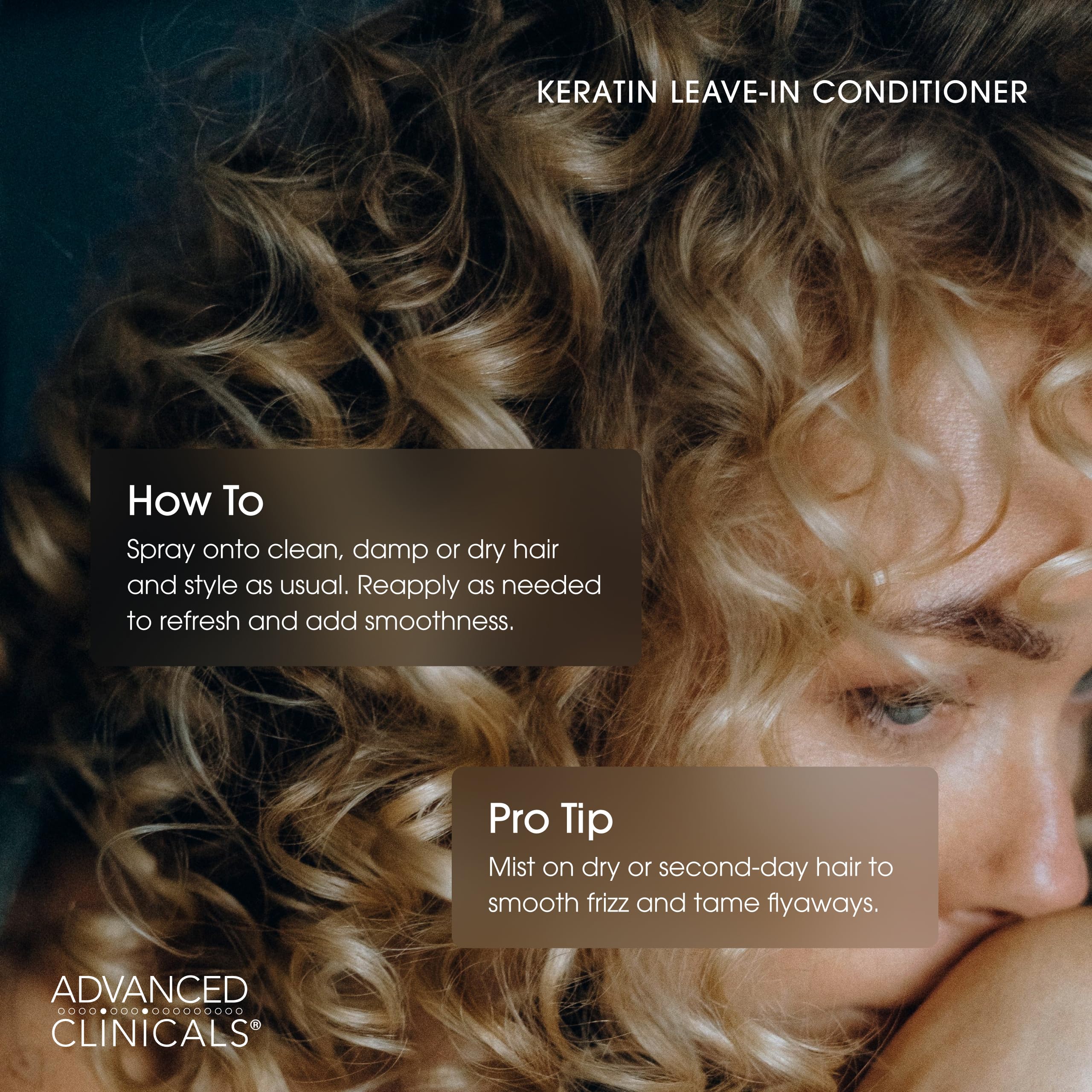 Advanced Clinicals Keratin Detangler Spray on tangled hair for smoother detangling.