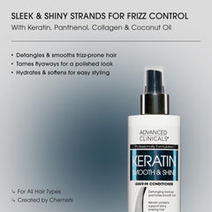 Advanced Clinicals Keratin Detangler Spray mist for easy, even application.