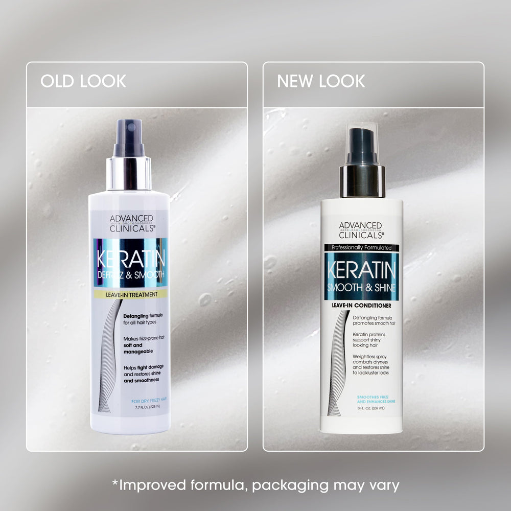 Advanced Clinicals Keratin Detangler Spray packaging on shelf for easy shopping.