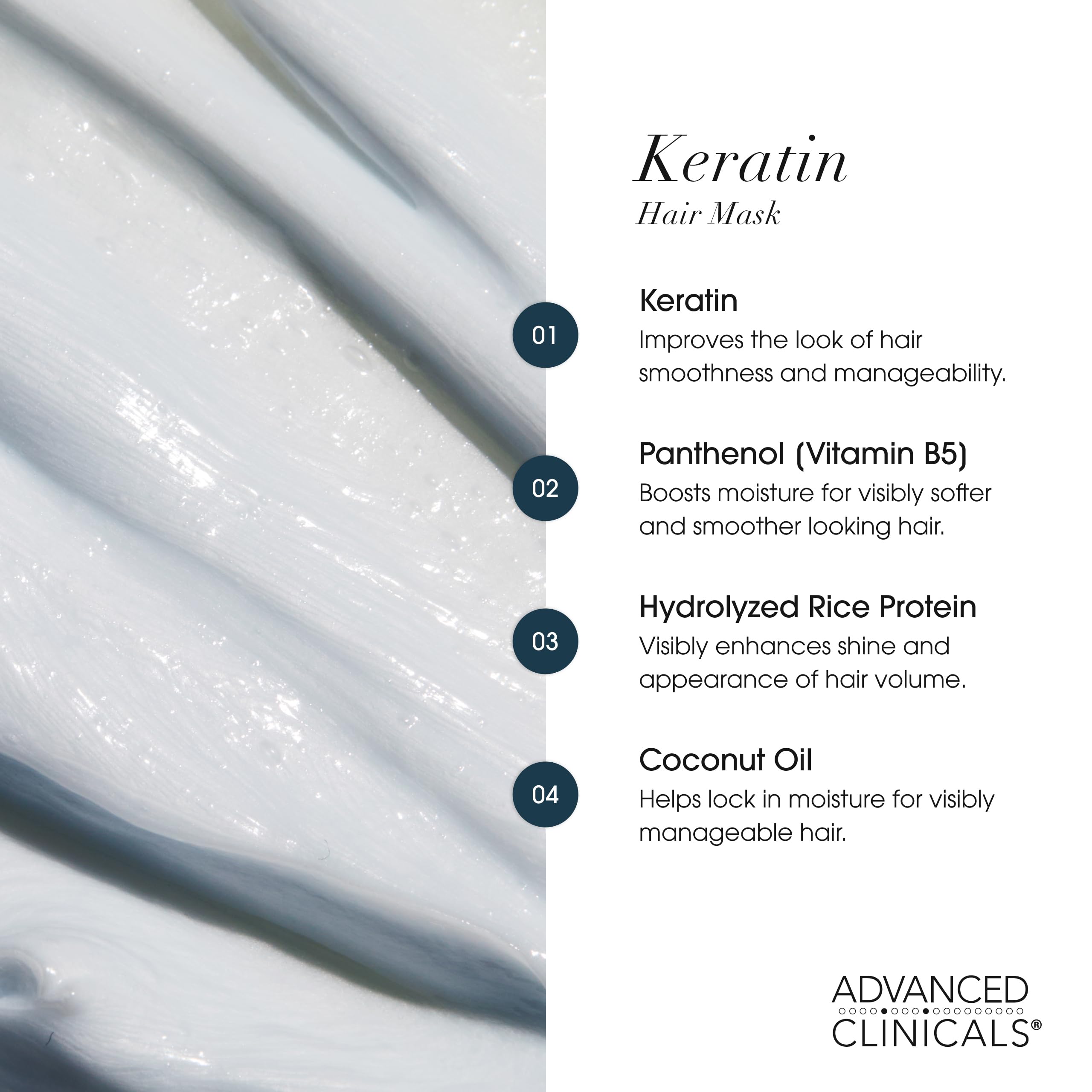 Advanced Clinicals Keratin Hair Mask being applied to damp hair for detangling