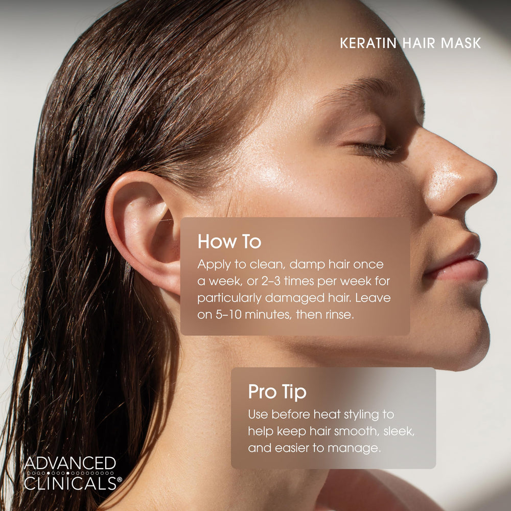 Advanced Clinicals Keratin Hair Mask on color-treated hair adds shine