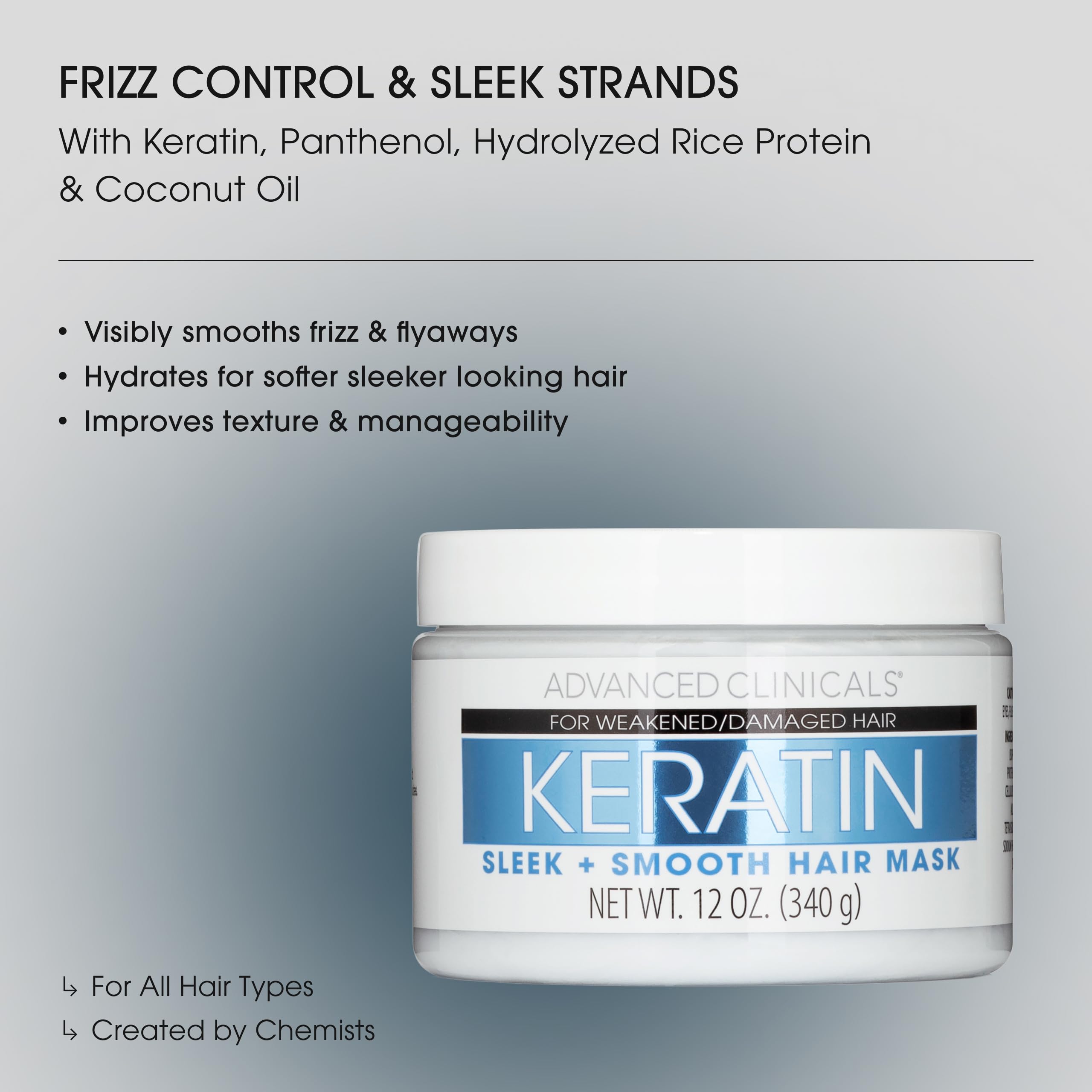 Advanced Clinicals Keratin Hair Mask ultra-creamy texture on damp hair