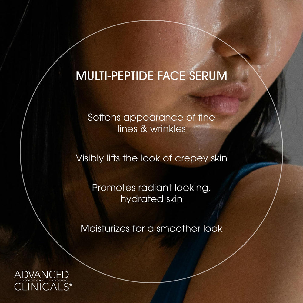 Application on face with Advanced Clinicals Multi Peptides Serum for smooth, even layer