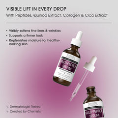 Advanced Clinicals Multi Peptides Serum bottle pour demonstrates easy dispensing.