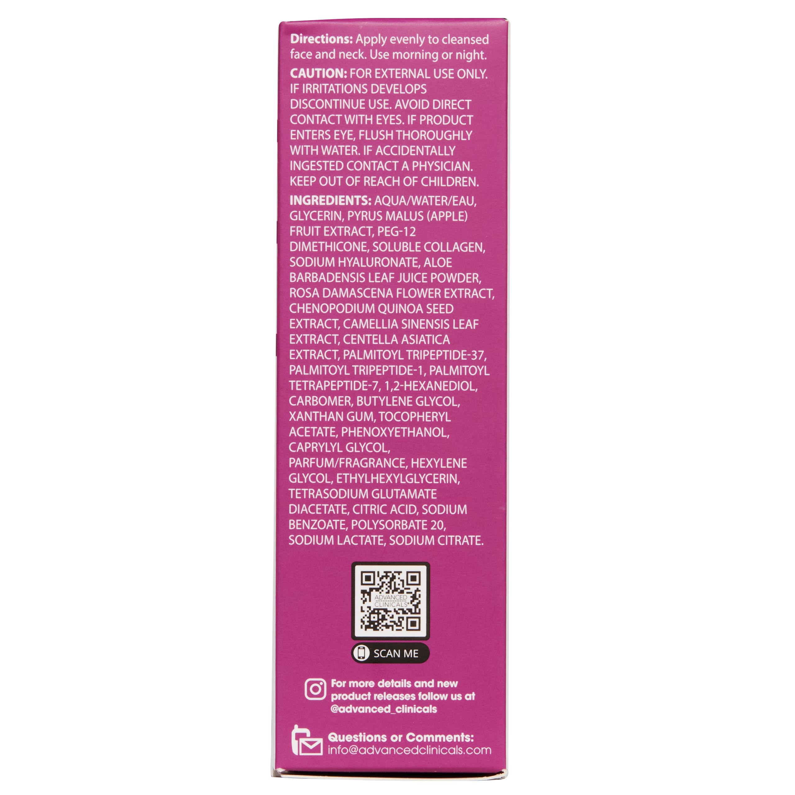 Step-by-step daily use of Advanced Clinicals Multi Peptides Serum