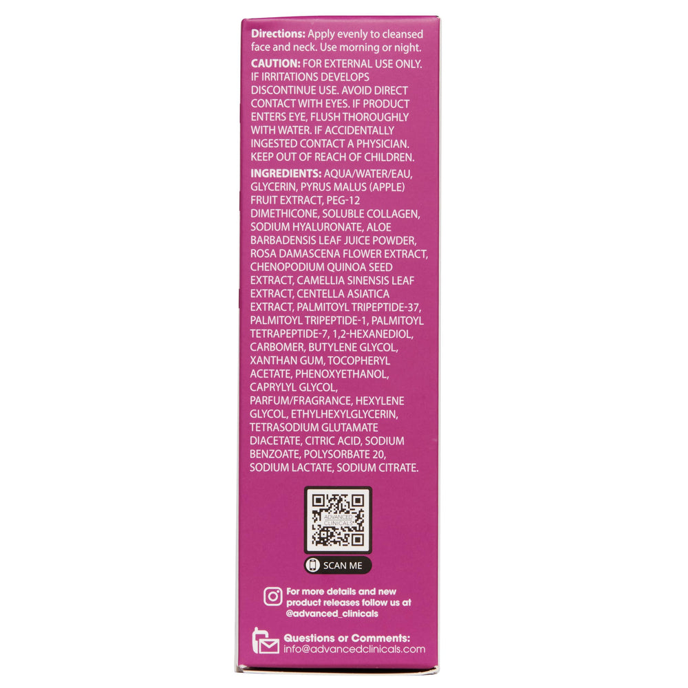 Step-by-step daily use of Advanced Clinicals Multi Peptides Serum