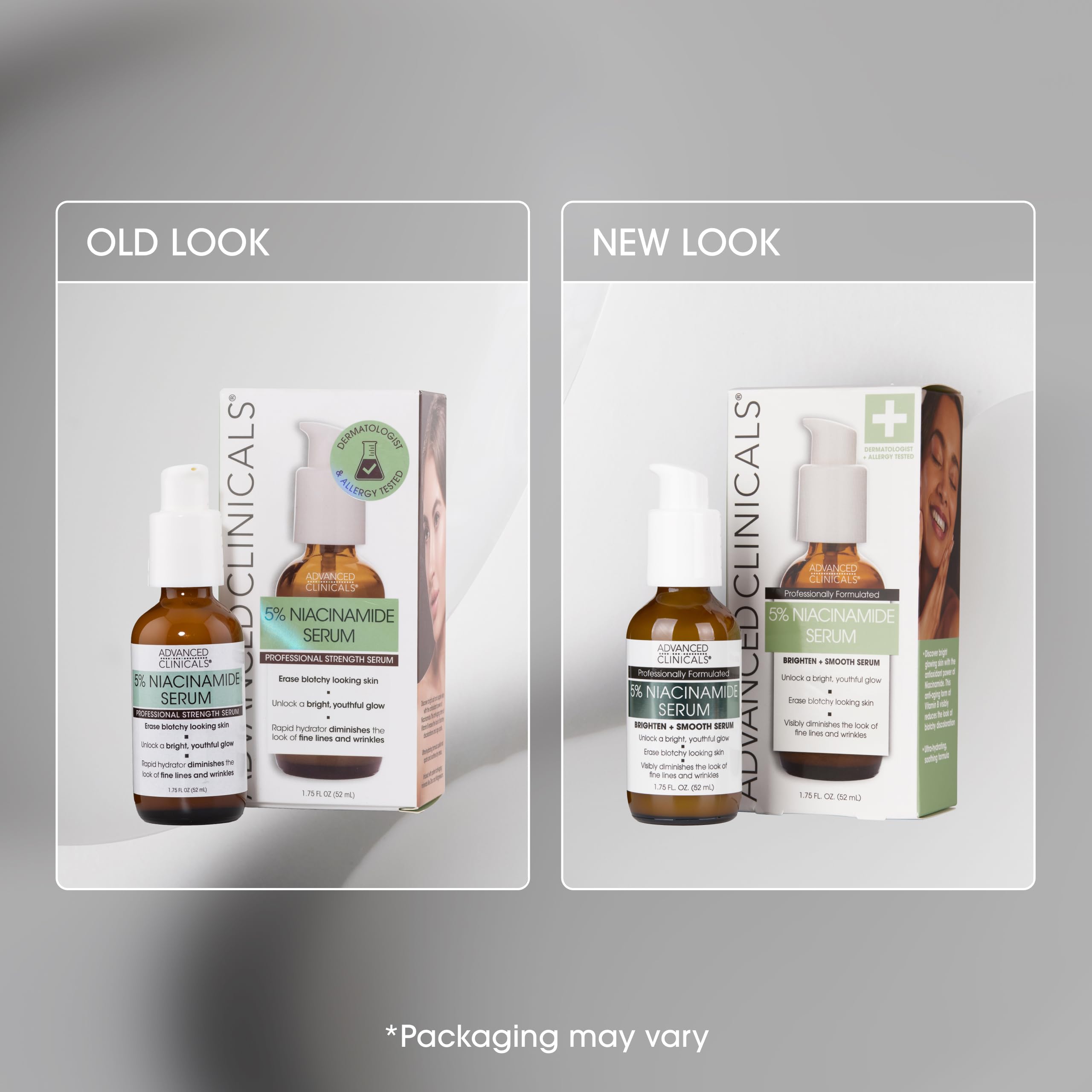 Advanced Clinicals Niacinamide Serum box packaging and display