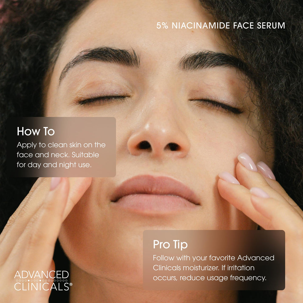 Advanced Clinicals Niacinamide Serum light gel texture applied to skin