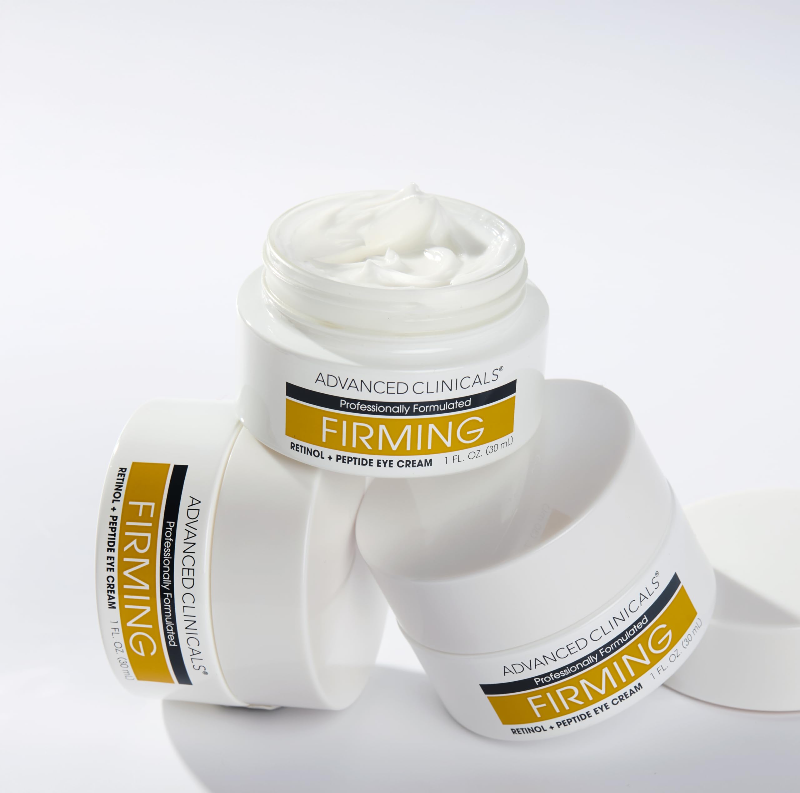 Advanced Clinicals night routine featuring retinol eye balm for nightly firming.
