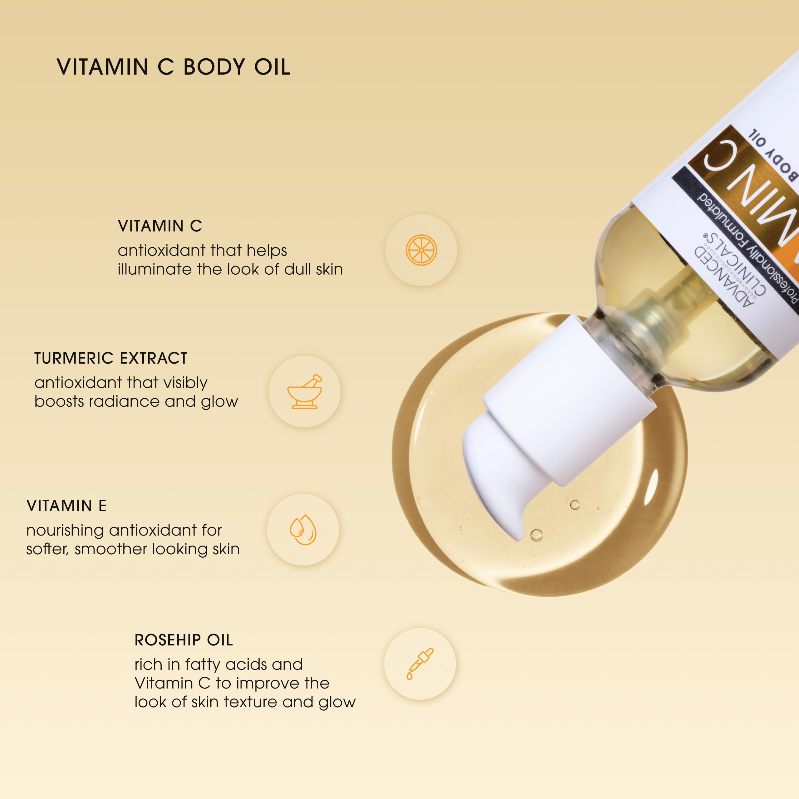 Advanced Clinicals Oil texture swirl highlights lightweight, non-greasy hydration