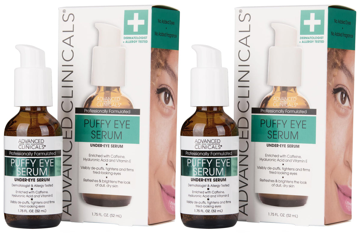 Advanced Clinicals Puffy Eye Serum bottle for daily under-eye depuffing
