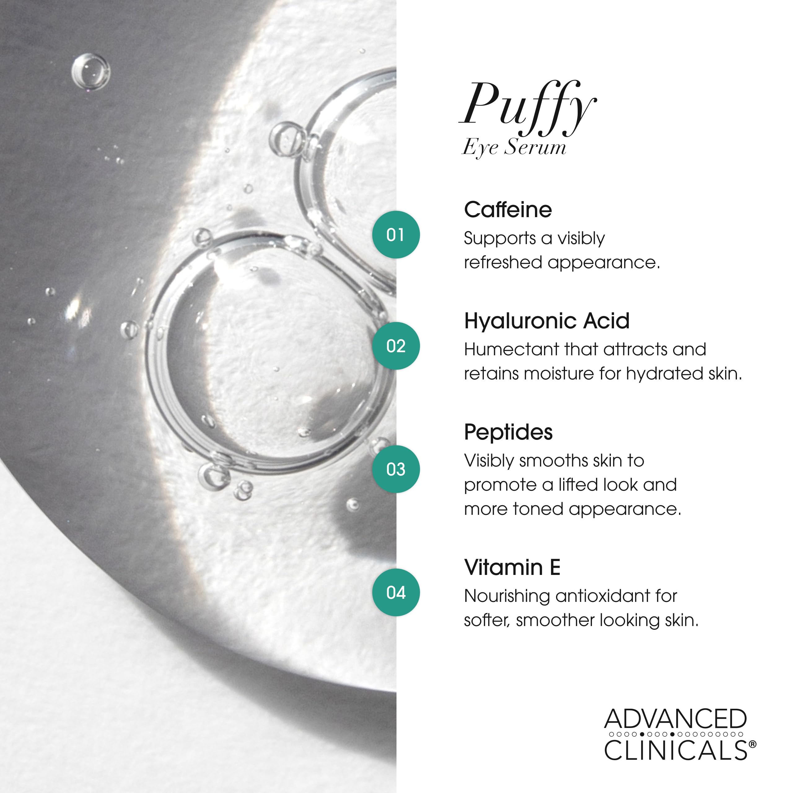 Advanced Clinicals under-eye application with ring finger for gentle, targeted care