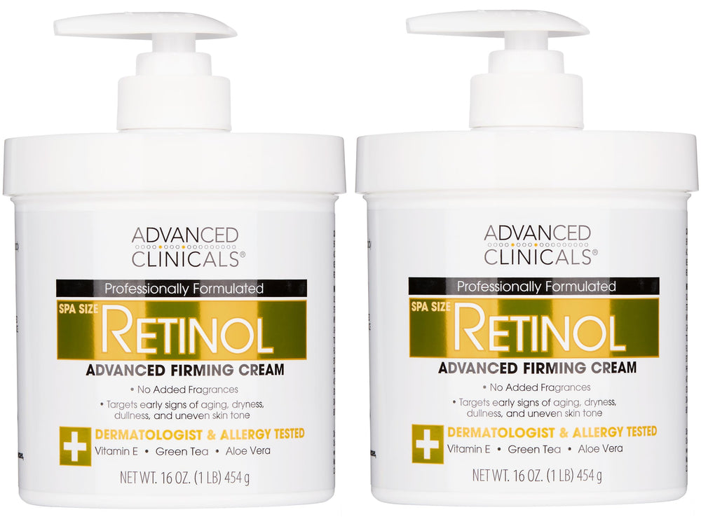 Advanced Clinicals Retinol Body Cream 2-pack bottles deliver rich hydration for smoother skin.