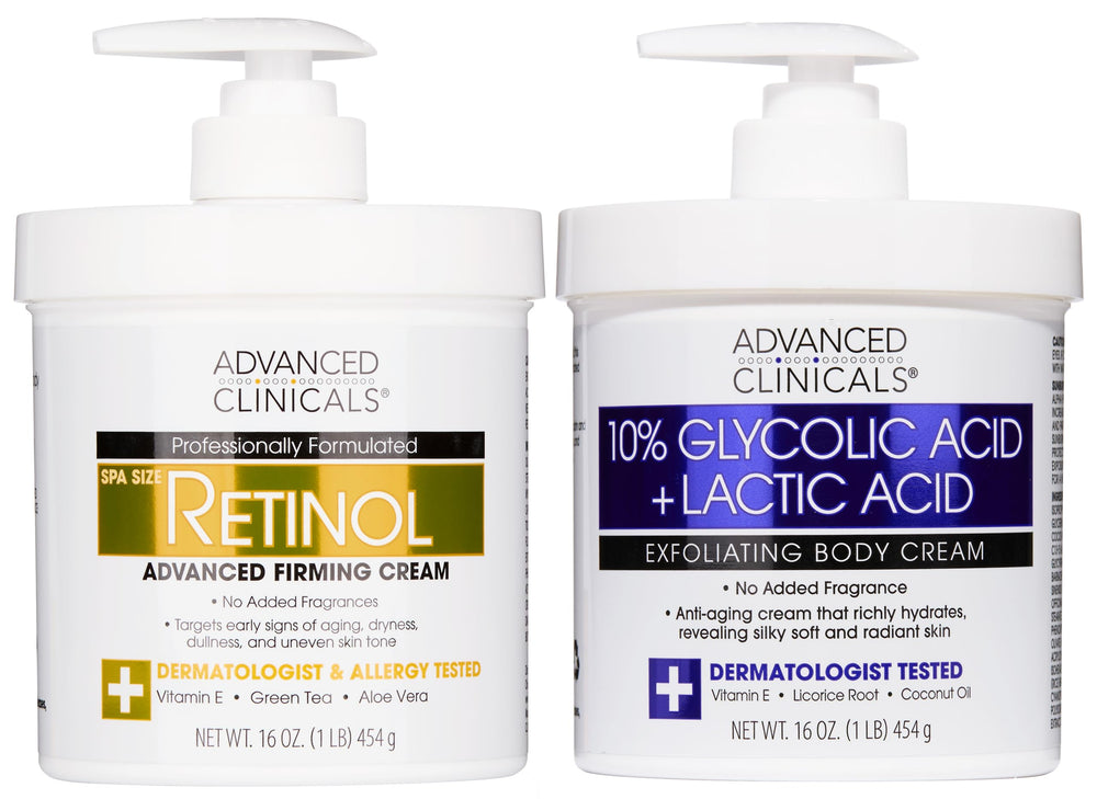 Advanced Clinicals Retinol Body Cream bottle showing hydration for smoother skin