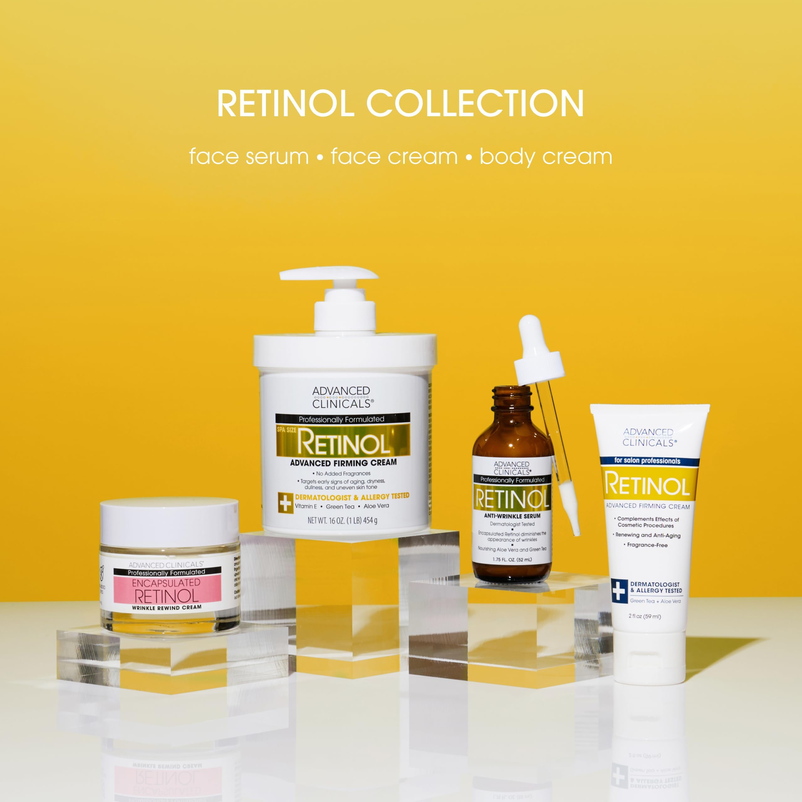 Advanced Clinicals Retinol Body Cream 2-pack packaging with pump bottles.
