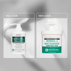 Close-up of Advanced Clinicals Retinol body lotion texture showing smoothing action.