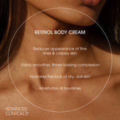 Advanced Clinicals retinol formula with vitamin E, green tea, and aloe nourishes the skin.