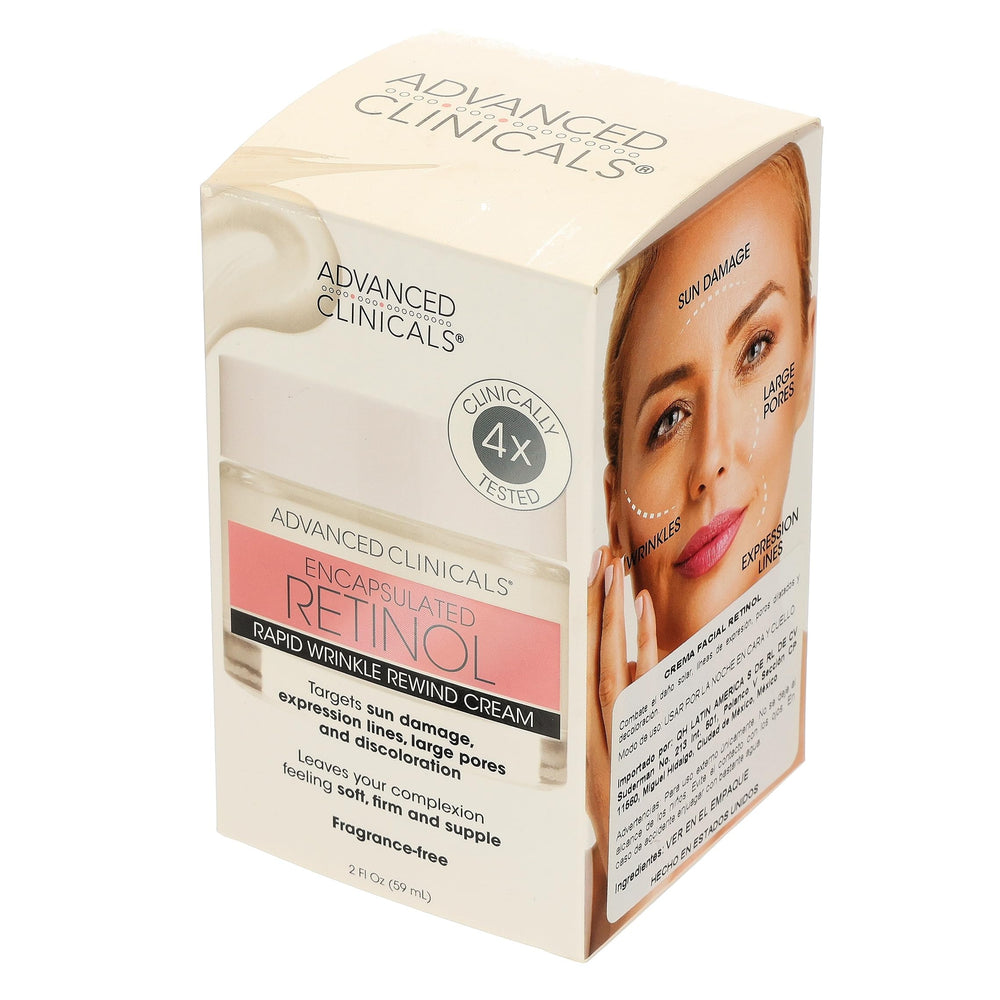 Advanced Clinicals Retinol Cream applied to face and neck for texture improvement.