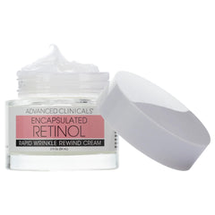 Advanced Clinicals Retinol Cream with ferulic acid visual emphasizes antioxidant support.