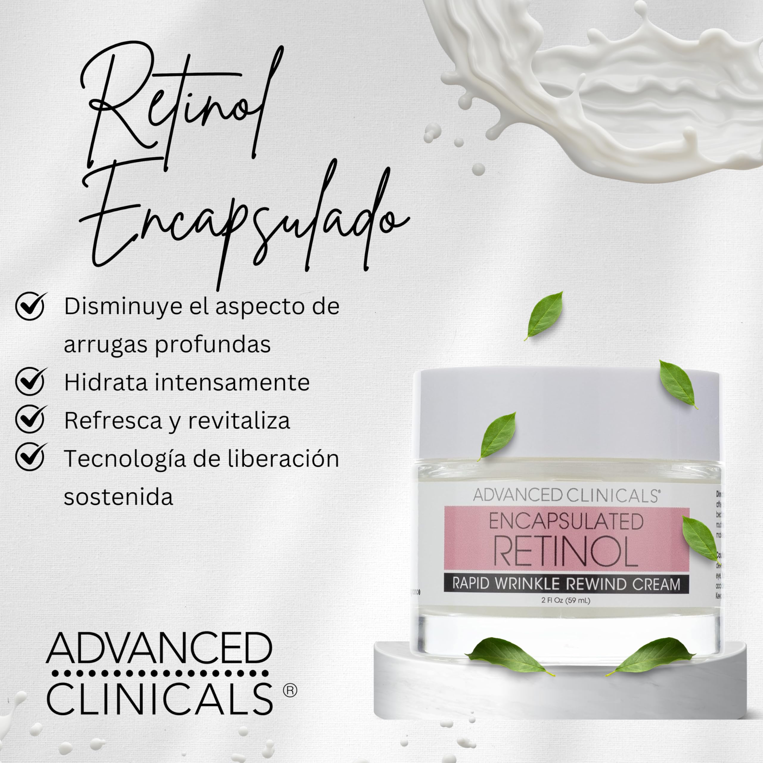 Advanced Clinicals Retinol Cream highlights peptides and complexion refinement.