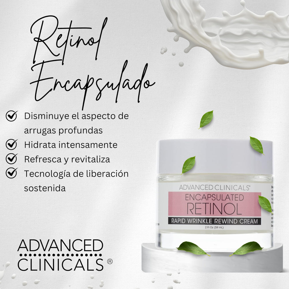 Advanced Clinicals Retinol Cream highlights peptides and complexion refinement.