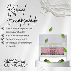 Advanced Clinicals Retinol Cream highlights peptides and complexion refinement.