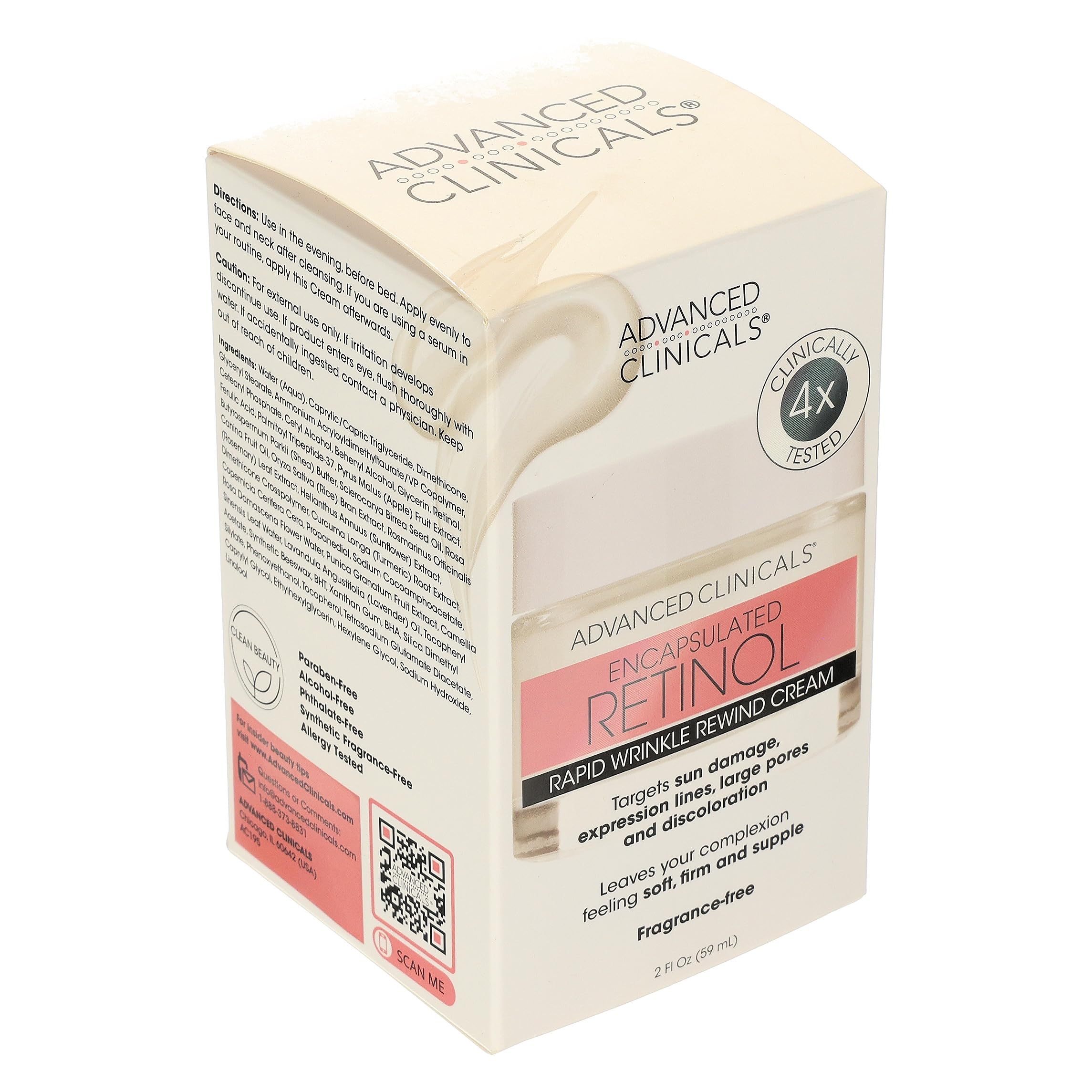 Advanced Clinicals Retinol Cream reminder to wear SPF during the day.