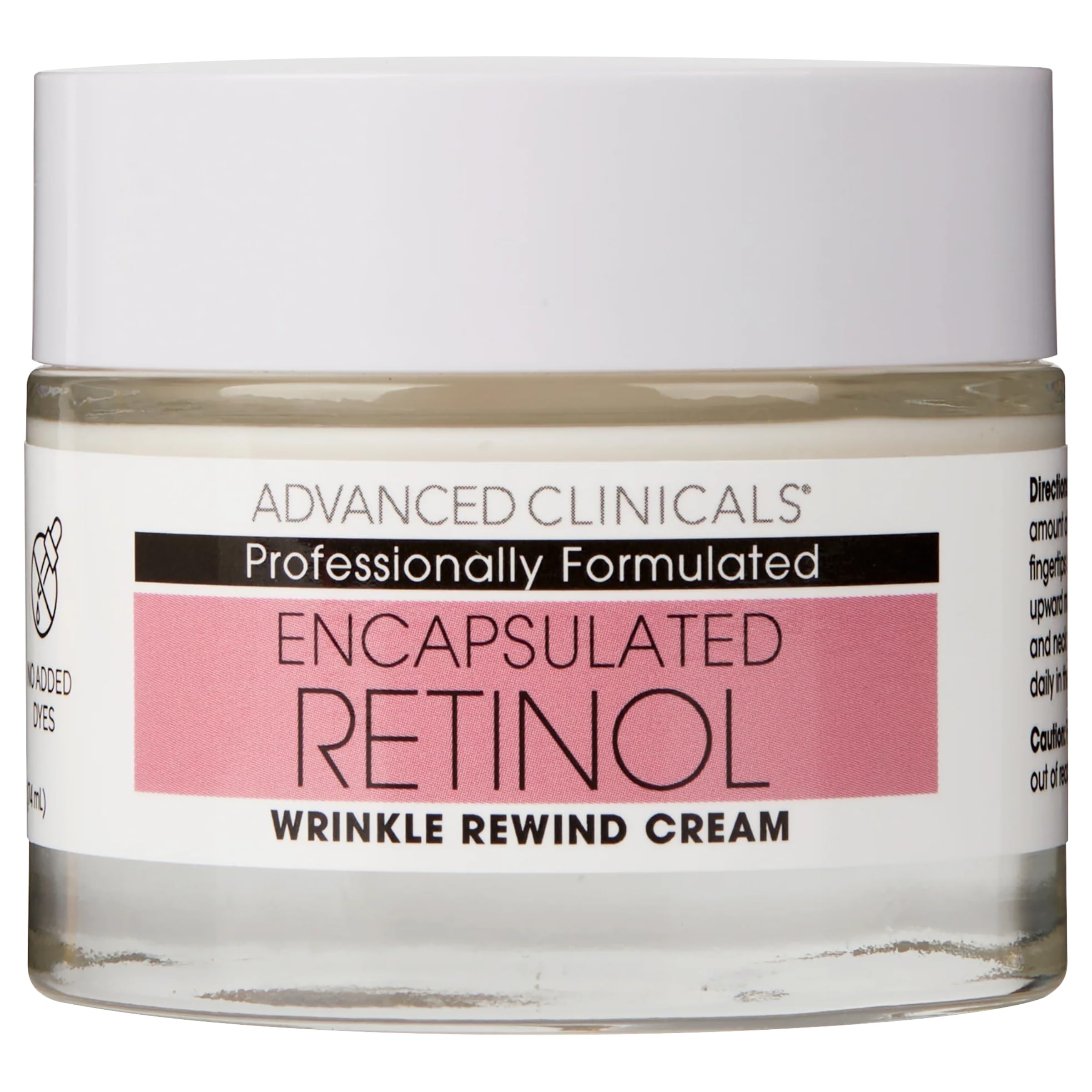 Advanced Clinicals Retinol Cream texture on fingertip ready for nightly use.