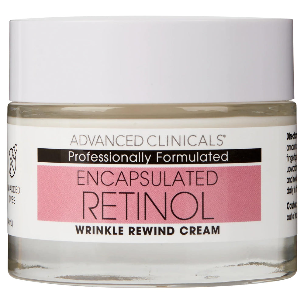 Advanced Clinicals Retinol Cream texture on fingertip ready for nightly use.