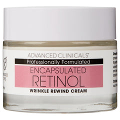 Advanced Clinicals Retinol Cream texture on fingertip ready for nightly use.