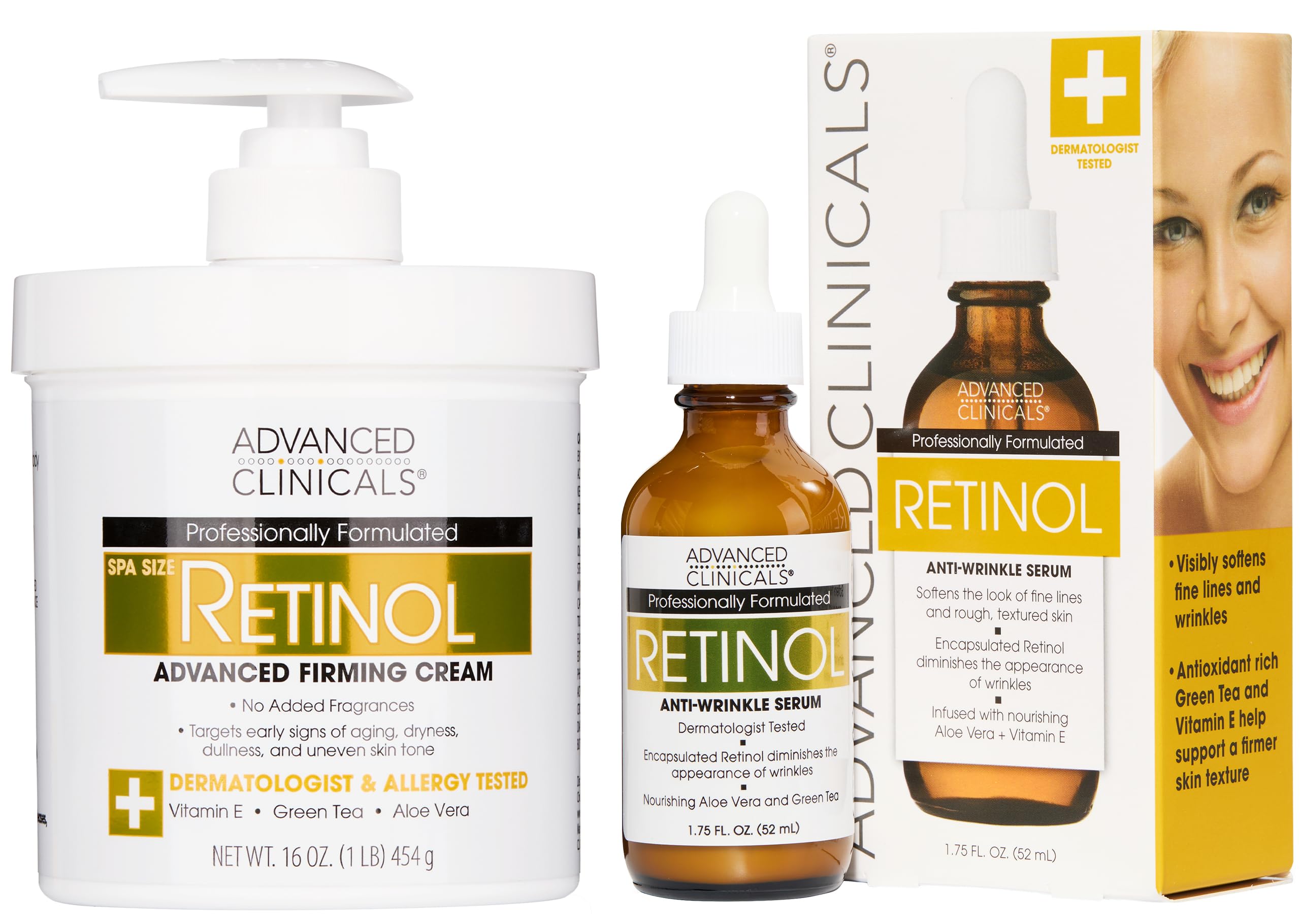 Advanced Clinicals Retinol Serum bottle for smooth, hydrated facial skin