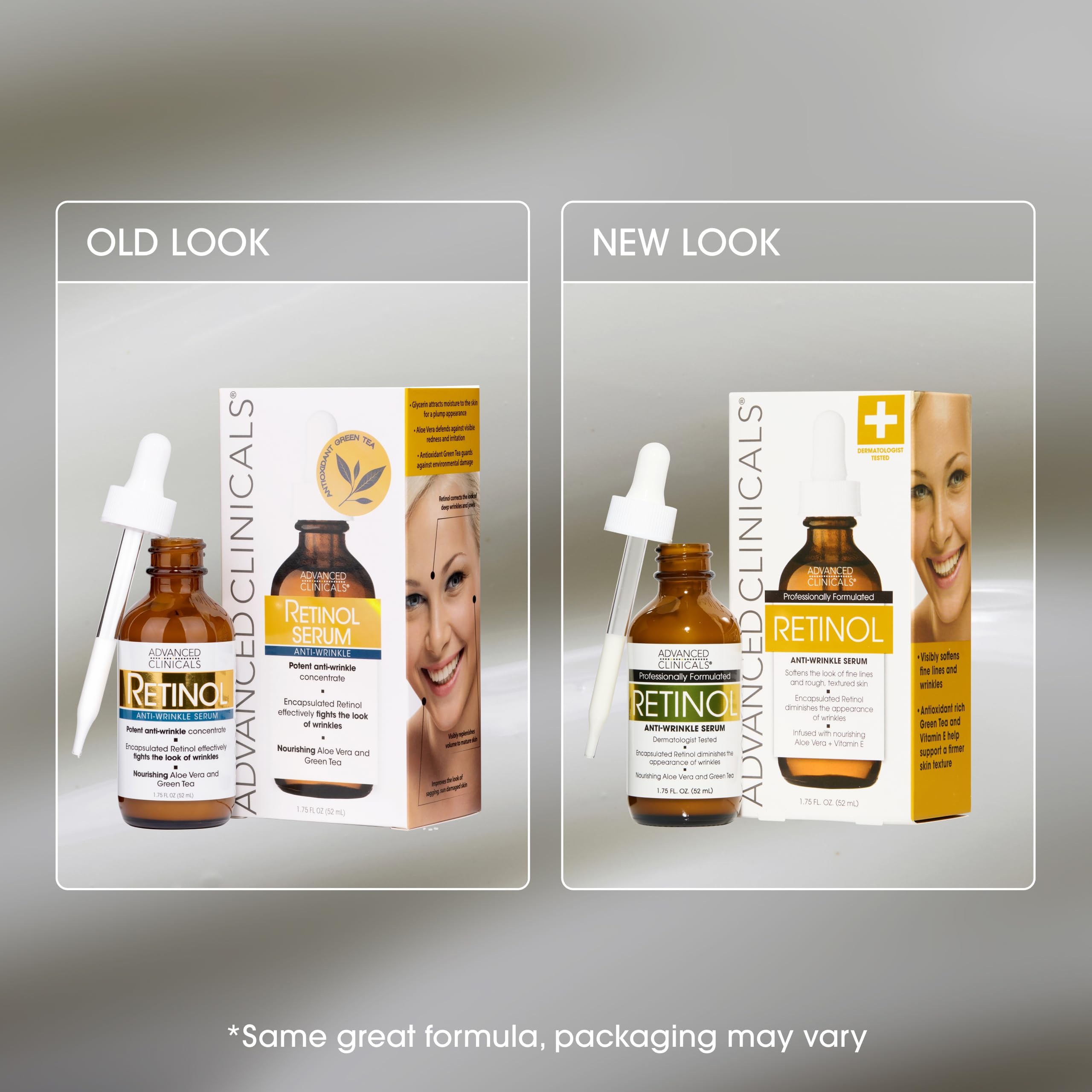 Advanced Clinicals Retinol Serum texture close-up on skin