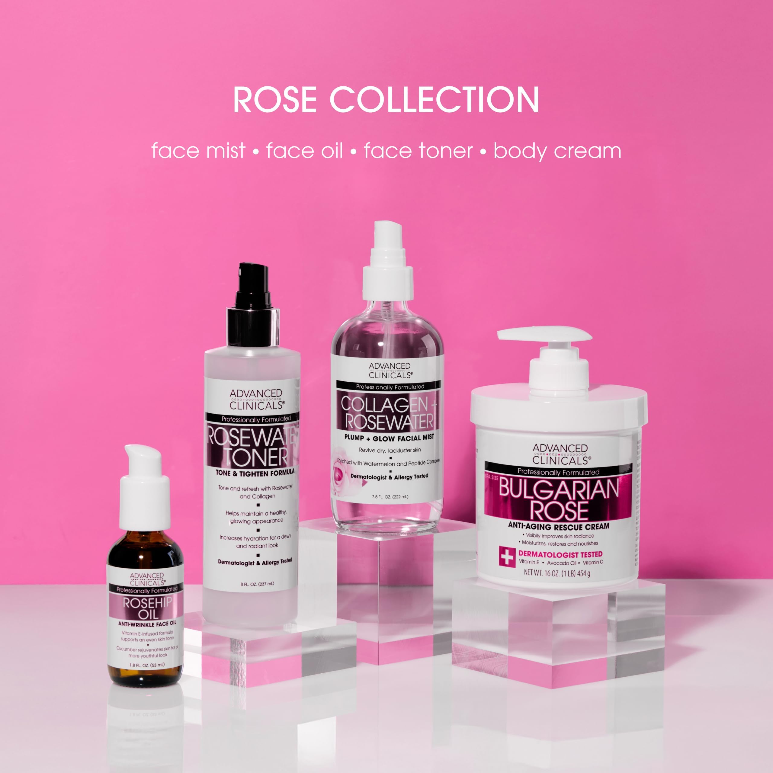 Advanced Clinicals Rosehip Oil Face bottle closeup on premium packaging