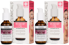 Advanced Clinicals Rosehip Oil Face bottle pour showing hydrating, radiant skin potential