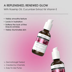 Advanced Clinicals Rosehip Oil Face ingredients with vitamin E highlight moisture