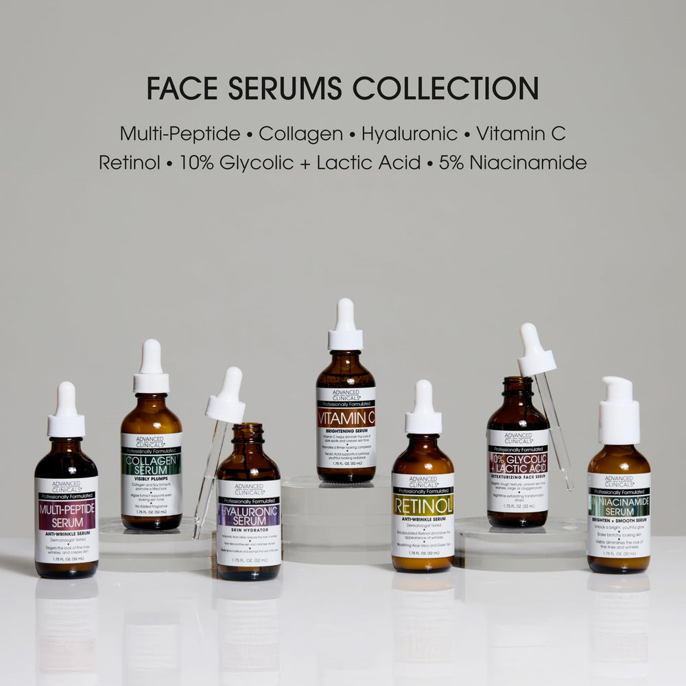 Advanced Clinicals set packaging featuring green tea and vitamin E ingredients