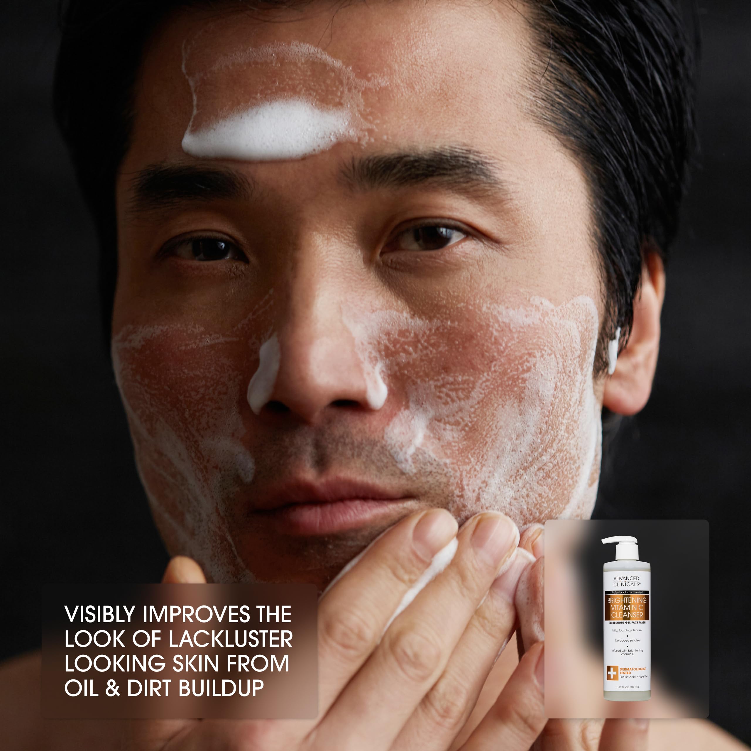Silky foaming gel texture provides hydrating cleanse from Advanced Clinicals