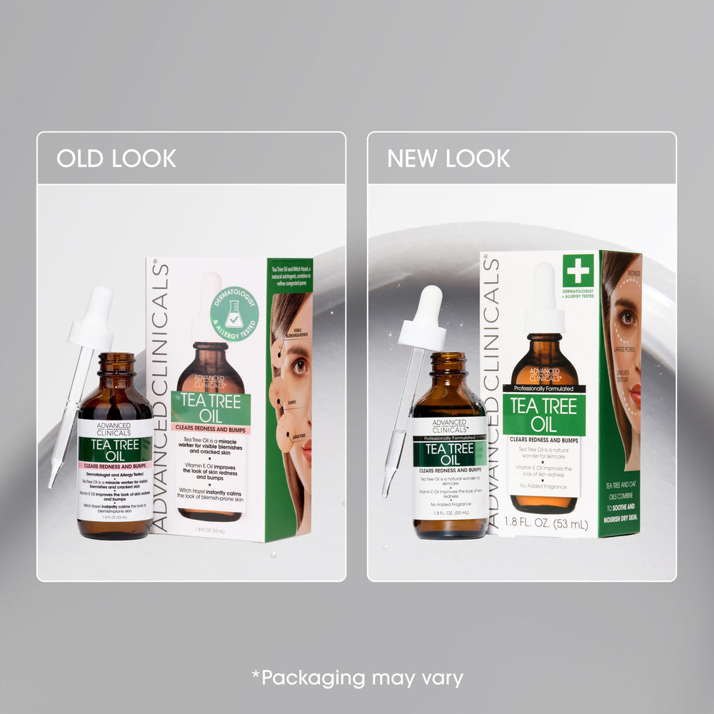 Neck area application of Advanced Clinicals Tea Tree Oil Serum for even texture