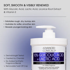 Advanced Clinicals texture close-up shows improved skin softness and evening of rough areas