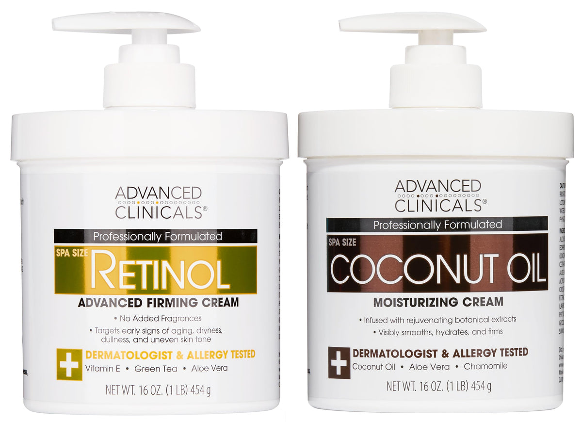 Advanced Clinicals unscented retinol body cream jar showing rich texture for daily hydration