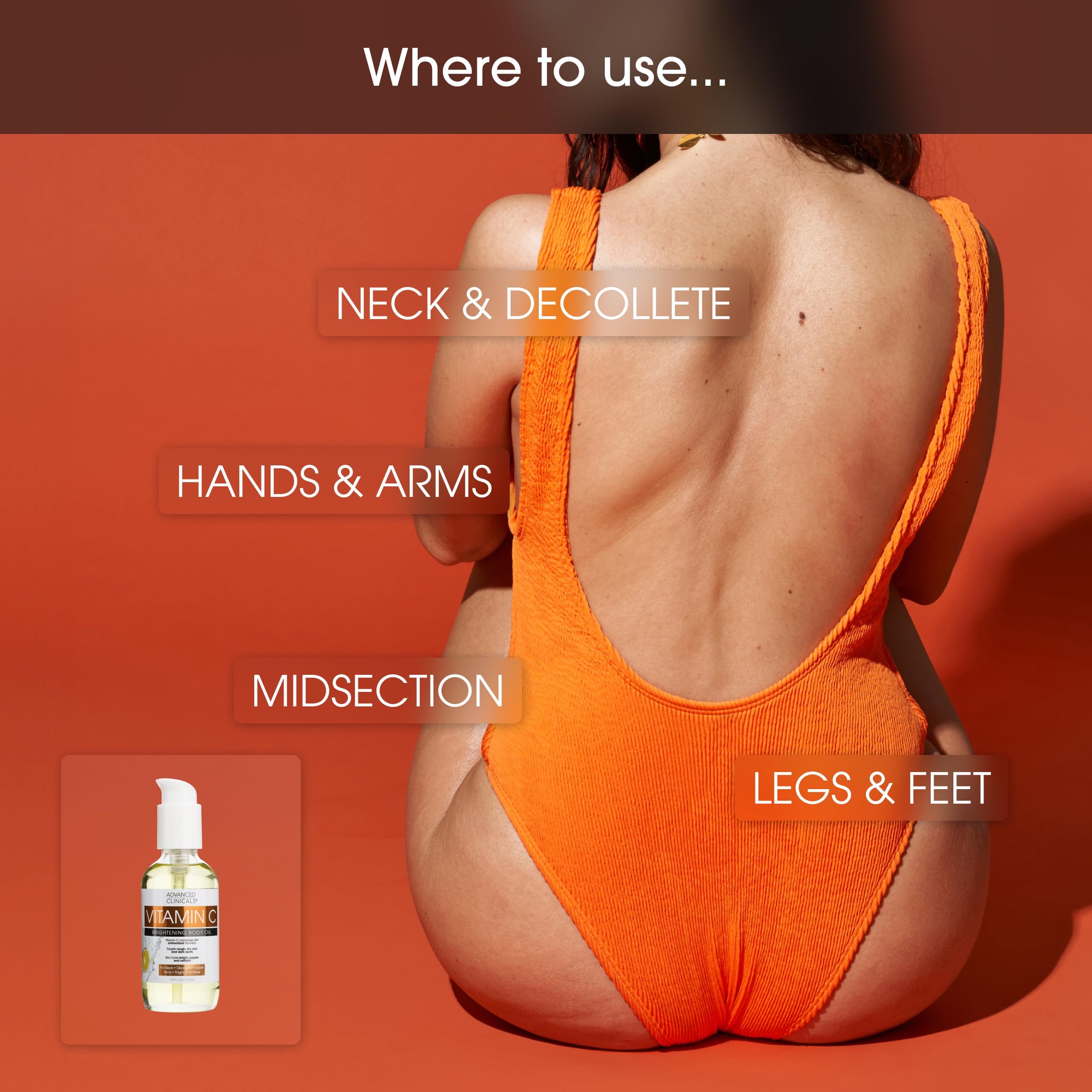 Advanced Clinicals Vitamin C Body Oil absorbs quickly for a non-greasy feel.
