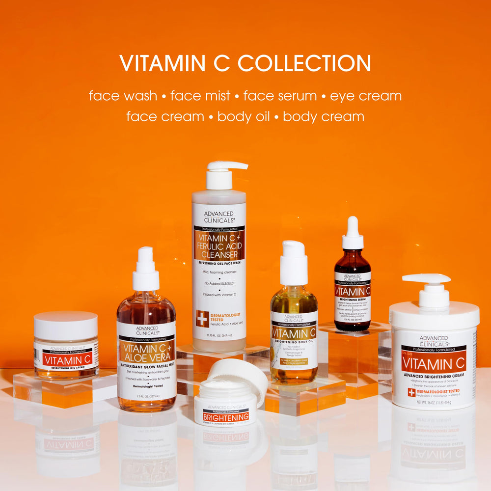 Advanced Clinicals brightening oil supports an even toned luminous look