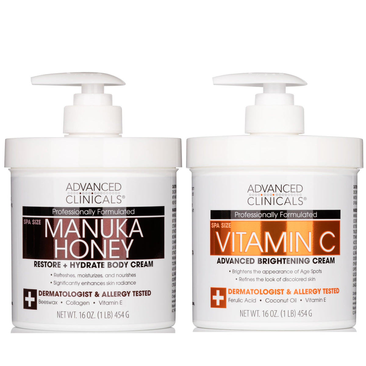 Advanced Clinicals vitamin C brightening cream jar promoting radiant complexion