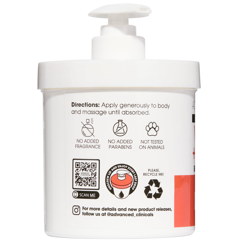 Advanced Clinicals Vitamin C Cream being applied shows smooth, even skin nourishment.