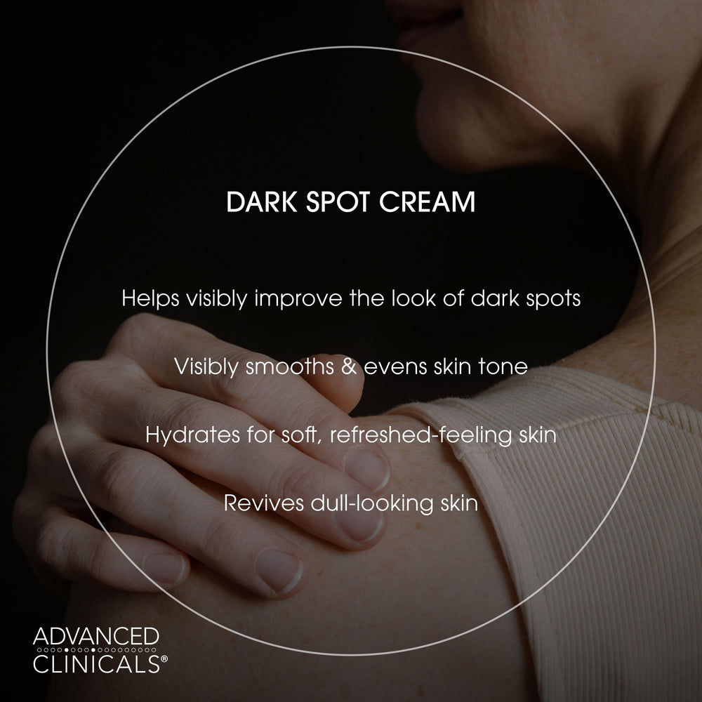 Advanced Clinicals Vitamin C cream jar highlights vitamin C and licorice benefits.