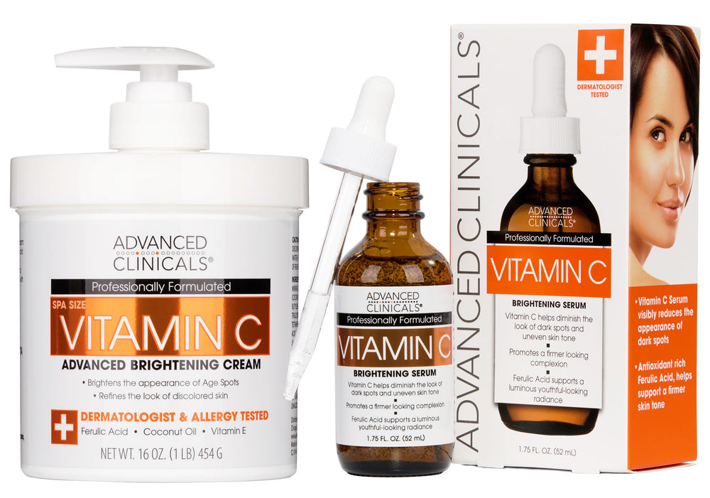 Advanced Clinicals Vitamin C Cream jar promotes hydrated, radiant skin.
