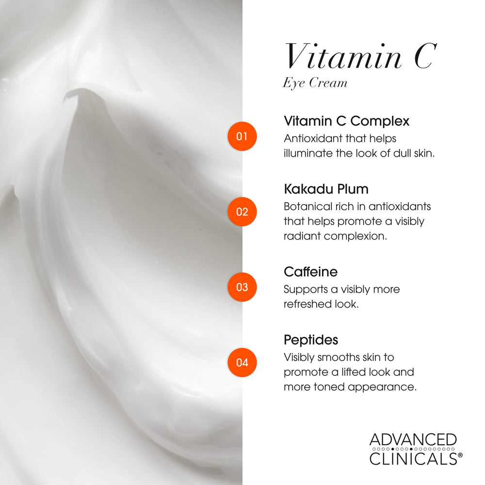Advanced Clinicals Vitamin C Eye Balm applying under-eye area to reduce puffiness
