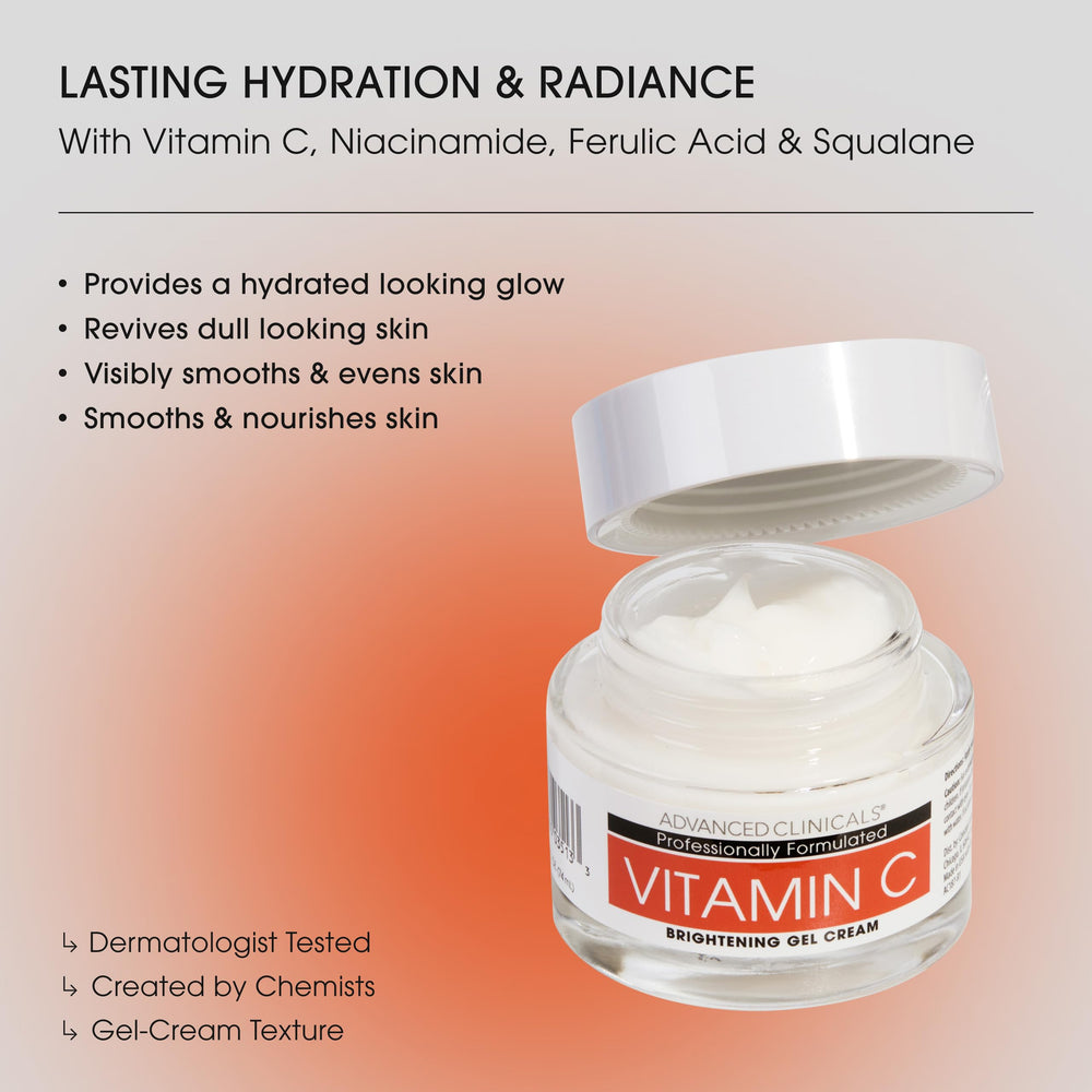 Vitamin C face gel-cream on hand for instant moisture